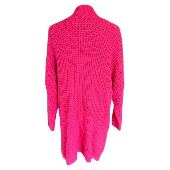 ZESICA Hot Pink Chunky Knit Open-Front Cardigan – Size Large - Picture 4 of 7